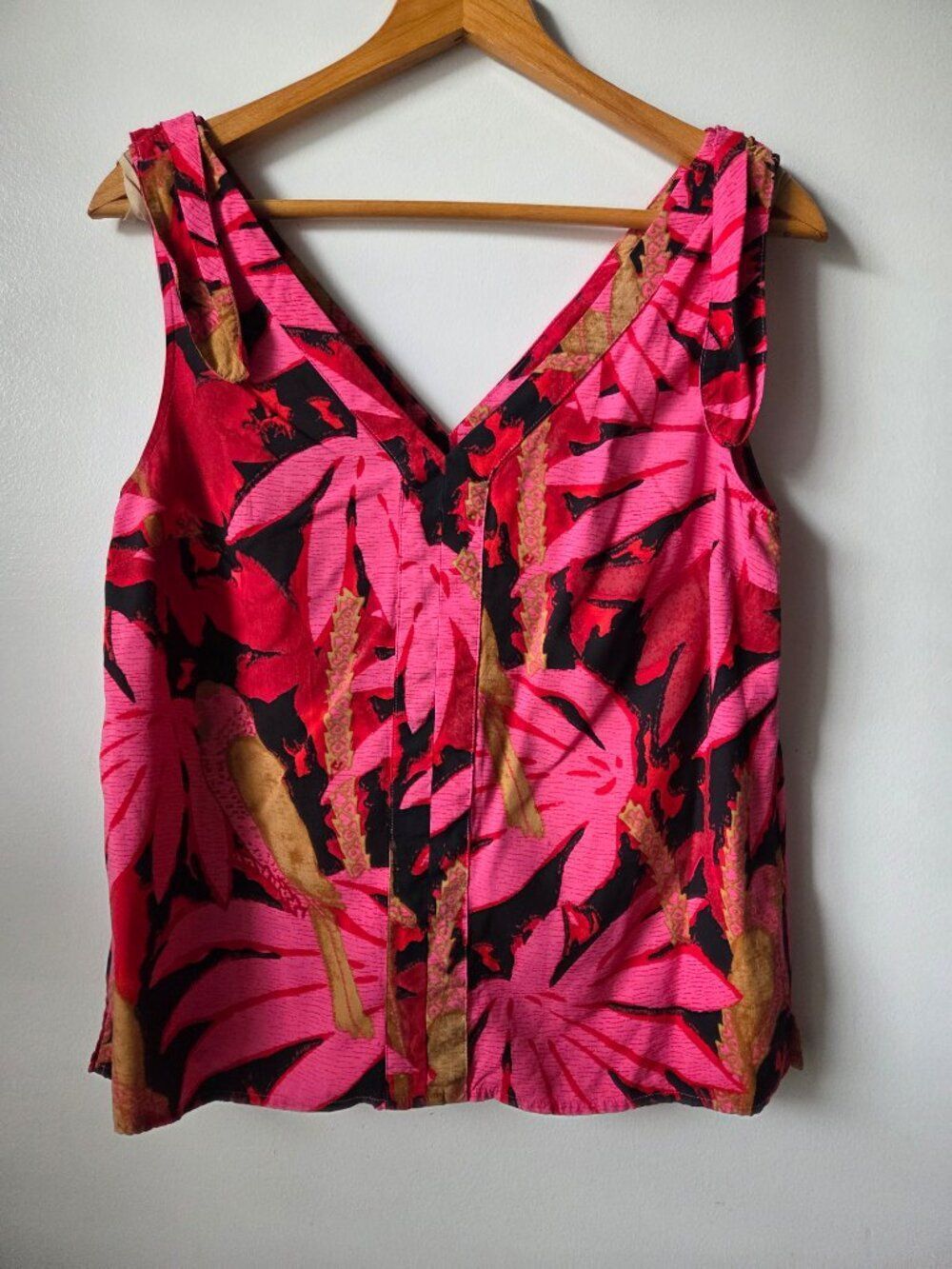 EUC J CREW FLORAL/ FOLIAGE PRINT DOUBLE V NECK TANK TOP SIZE S
